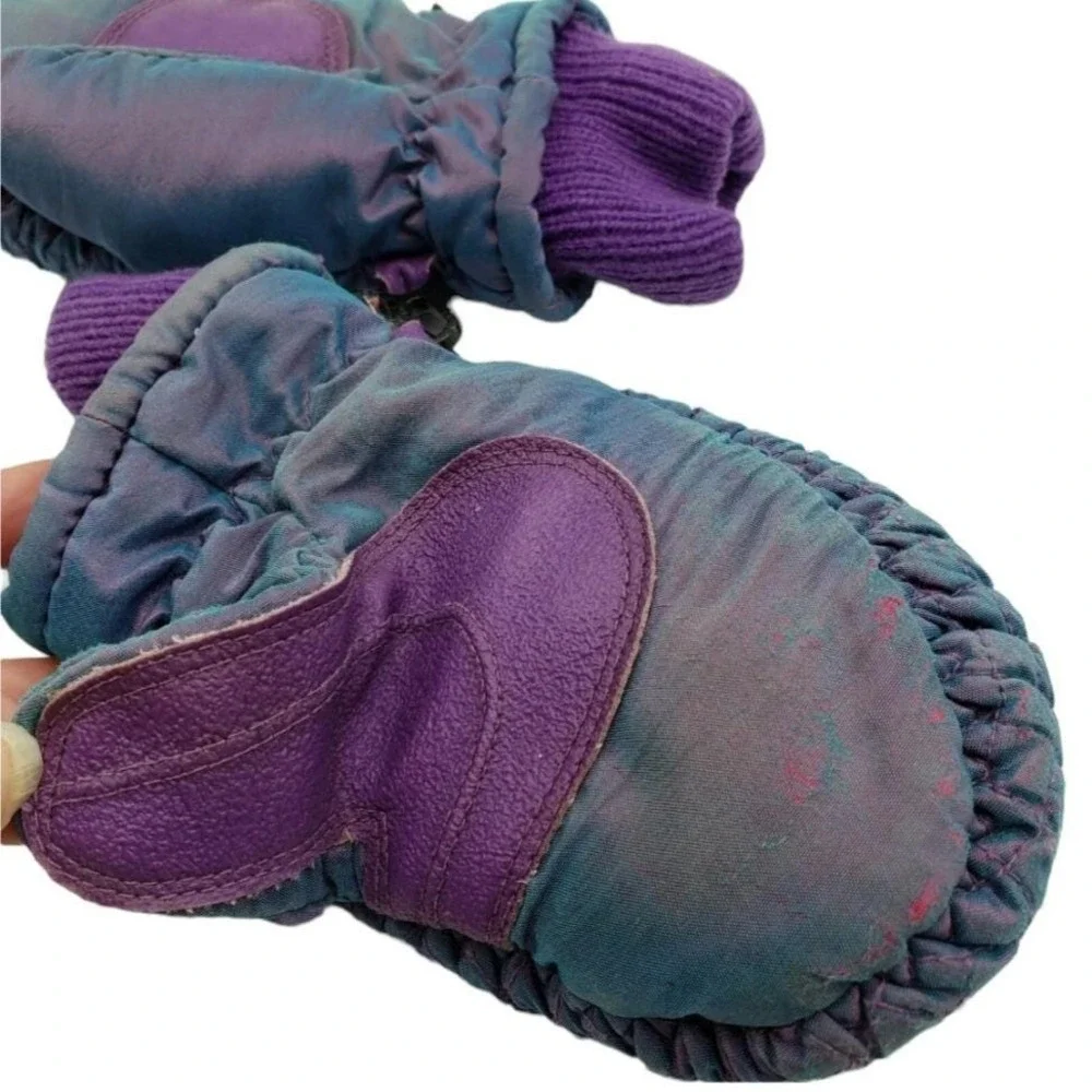 Vintage Thinsulate Quilted Mittens Iridescent Purple‎ Kids Winter Youth Sz 2-4